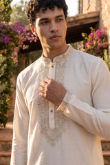 Ivory Champagne Botanical Kurta Set