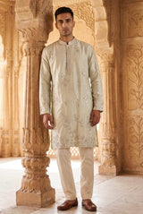 Ivory Silver Floral Men's Kurta Set