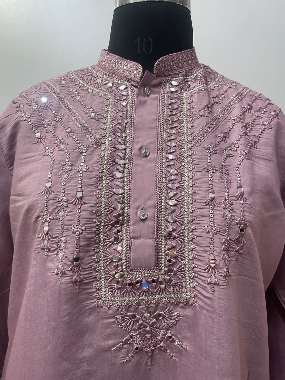 Dusty Mauve Silver Mirror Work Kurta
