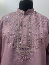 Dusty Mauve Silver Mirror Work Kurta