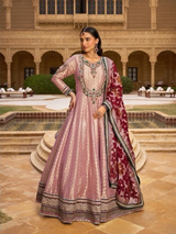 Dusty Rose Emerald Jewel Anarkali Set