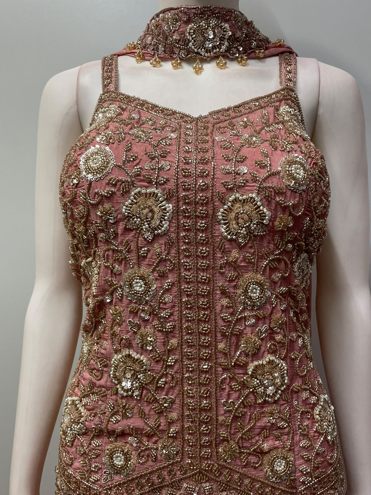 Dusty Rose Antique Gold Floral Palazzo Set