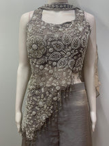 Smoky Taupe Silver Floral Palazzo Set