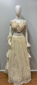 Ivory Champagne Pleated Lehenga Set
