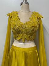 Lemon Radiance Cape Lehenga Couture Ensemble
