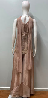 Champagne Blush Gold Embroidered Palazzo Ensemble
