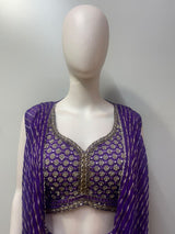 Flowing purple palazzo bottoms with antique gold embroidery