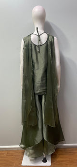Smoky Olive Silver Jewel Palazzo Set