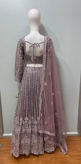 Mauve Silver Sequin Embroidered Lehenga Set