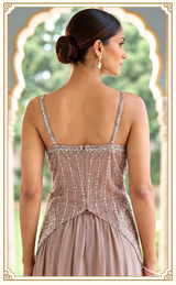 Smoky Taupe Silver Jewel Palazzo Set