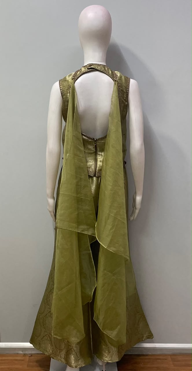 Antique Olive Jewel Corset Palazzo Set