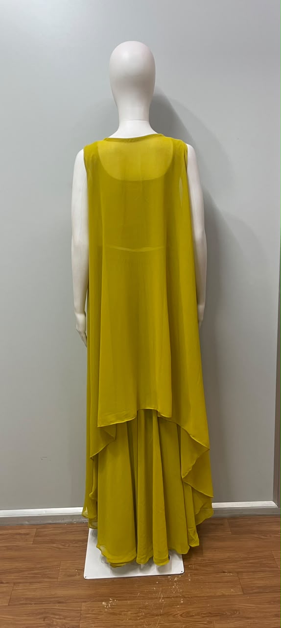 Mustard Mirror Cape Palazzo Set