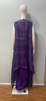 Sheer gold-striped dupatta styled with the royal amethyst set