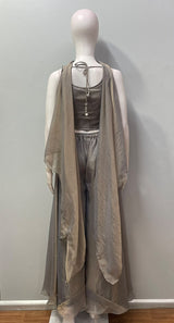 Smoky Taupe Silver Floral Palazzo Set