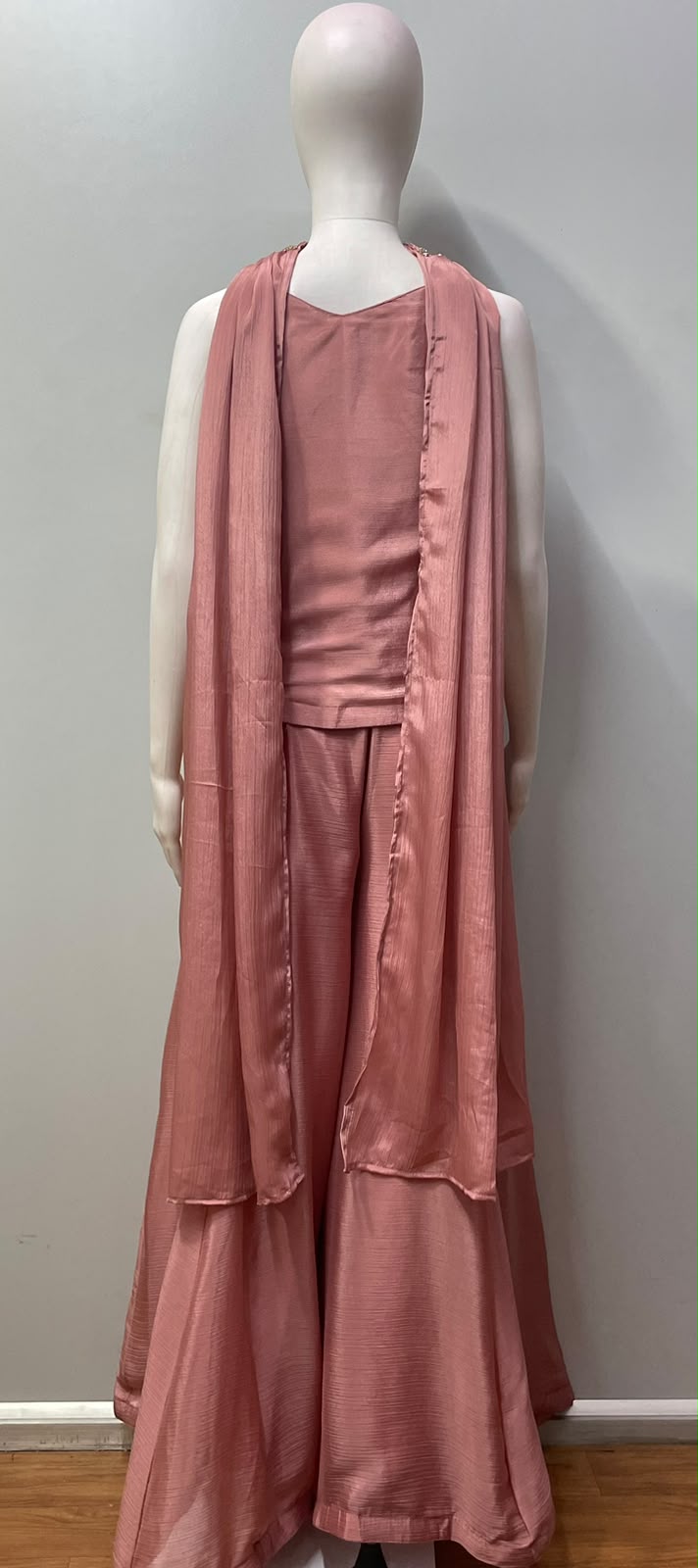 Dusty Rose Antique Gold Floral Palazzo Set