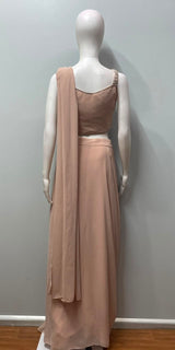 Dusty Peach Pearl Draped Saree Set
