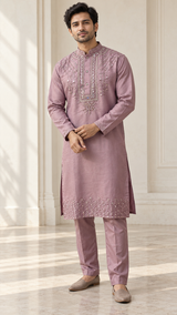 Dusty Mauve Silver Mirror Work Kurta