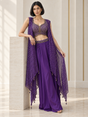 Royal amethyst purple palazzo set with antique gold floral work