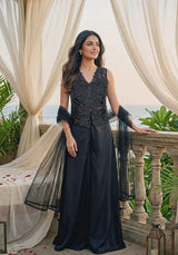 Noir Elegance Palazzo Set