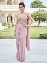 Blush Mist Luxe Draped Saree Set