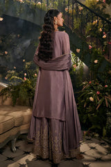 Mauve Zariya Embroidered Sharara Set - MishUUU