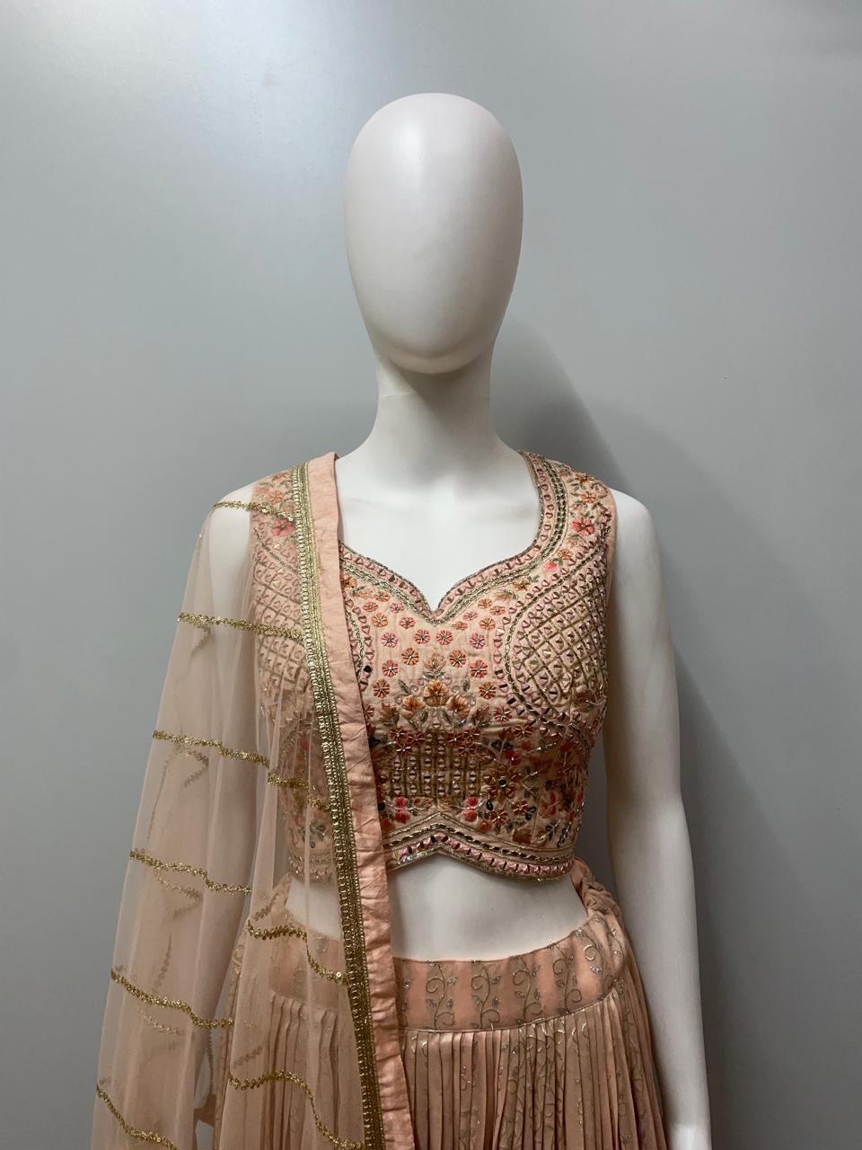 Blush Peach Zari Lehenga Set