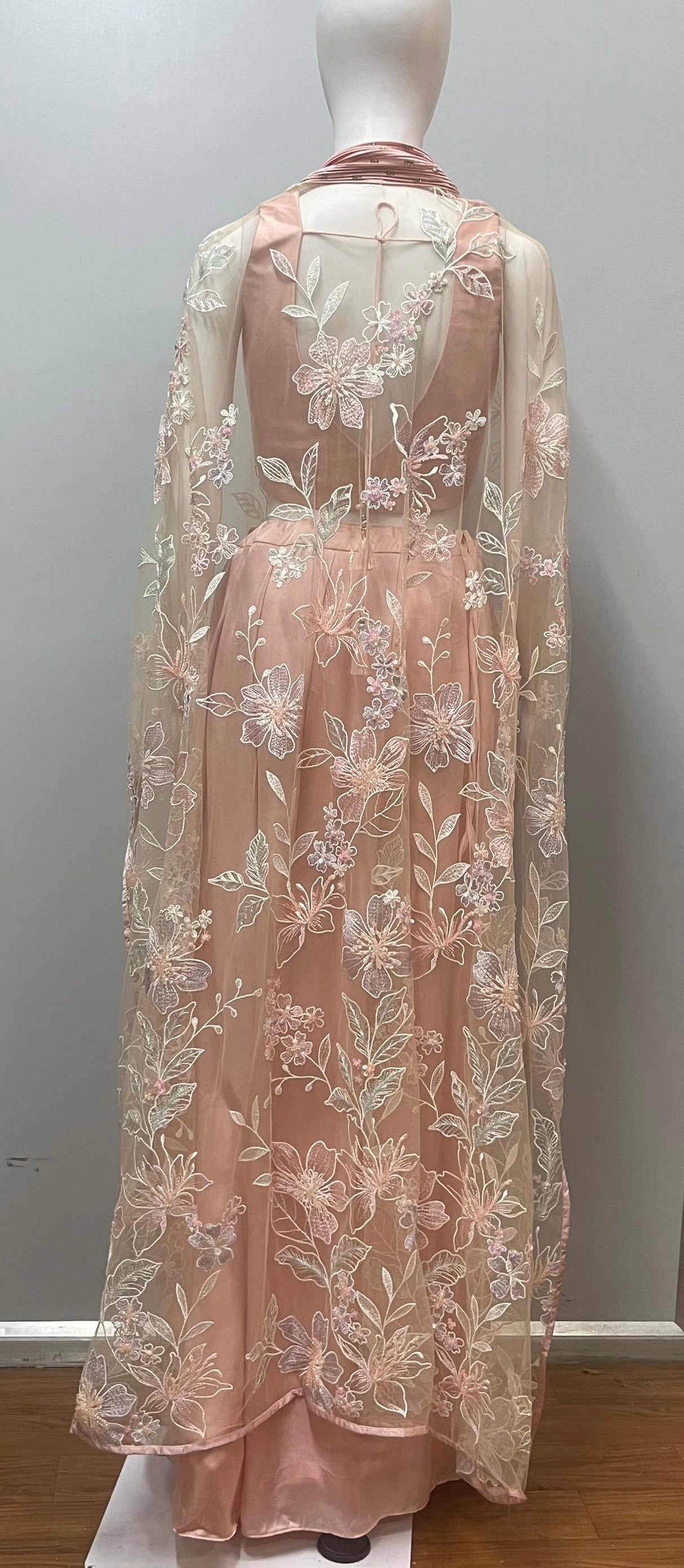 Blush Peach Embroidered Cape Palazzo Set