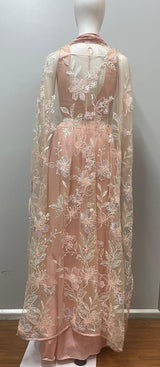 Blush Peach Embroidered Cape Palazzo Set