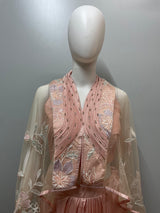 Blush Peach Embroidered Cape Palazzo Set