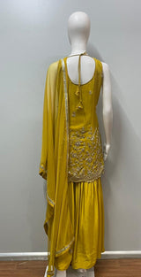 Mustard Yellow Embroidered Gharara Set