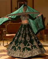 Emerald Regal Embroidered Bridal Lehenga Set