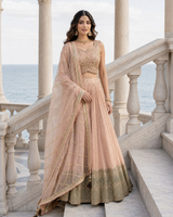 Blush Peach Zari Lehenga Set