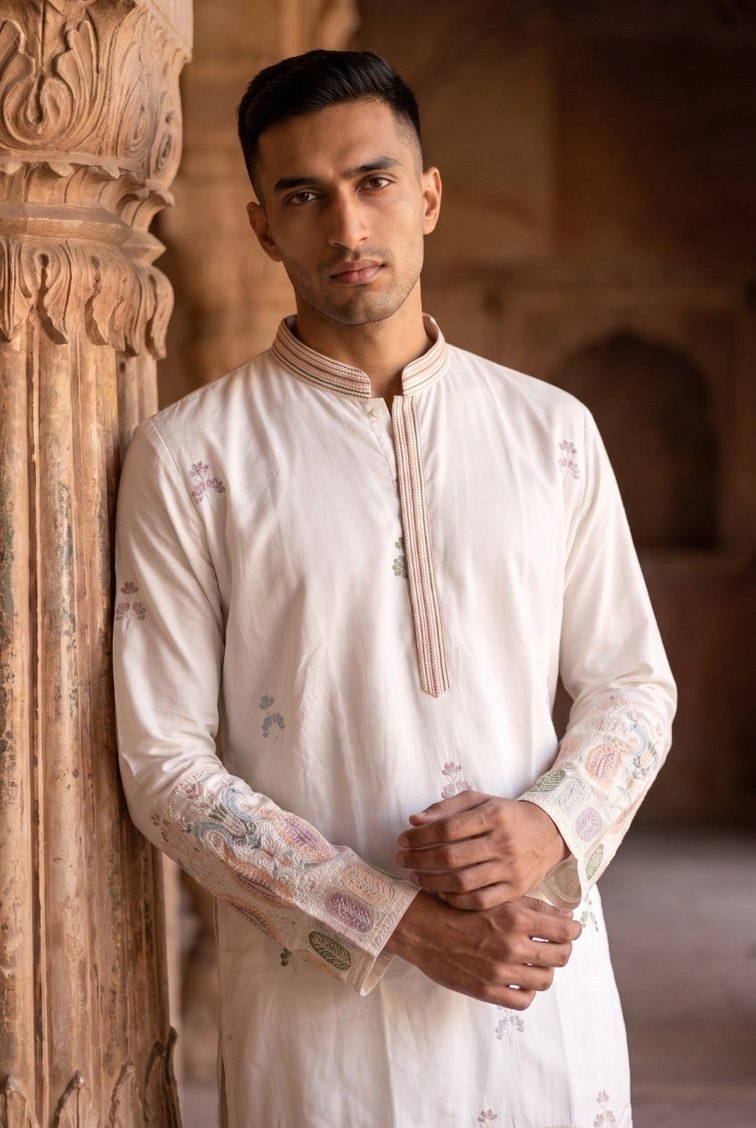 Ivory Pastel Heritage Kurta Set