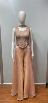 Blush Gold Embroidered Palazzo Set