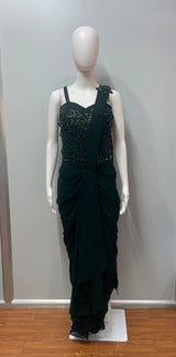 Emerald Corset Draped Saree Set