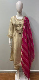 Champagne Gold Jewel Kurta Trouser Set
