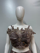 Mocha Mauve Pleated Lehenga Set