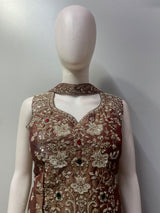 Burnt Mocha Antique Gold Jewel Palazzo Set