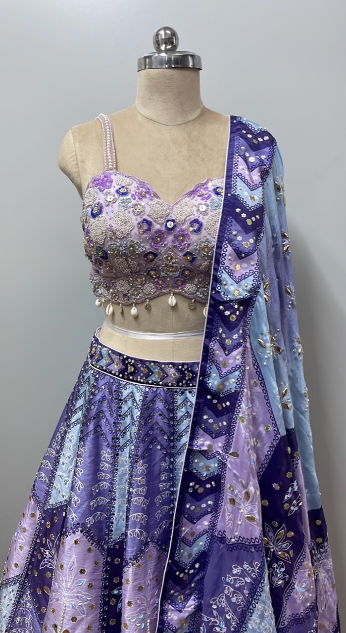 Lavender Prism Embroidered Lehenga Set