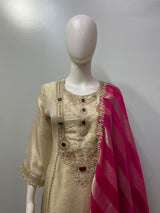 Champagne Gold Jewel Kurta Trouser Set