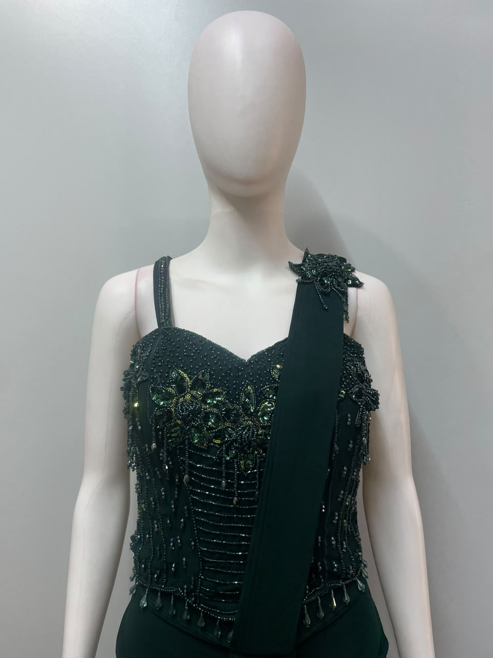 Emerald Corset Draped Saree Set