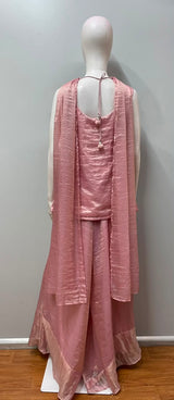 Dusty Rose Floral Embroidered Palazzo Set