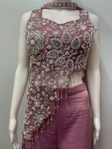 Dusty Mauve Silver Floral Palazzo Set