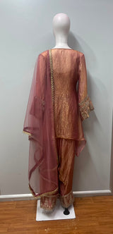 Rose Bronze Pearl Embellished Festive Ensemble - detail view