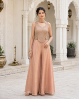 Blush Gold Embroidered Palazzo Set