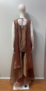 Burnt Mocha Antique Gold Jewel Palazzo Set