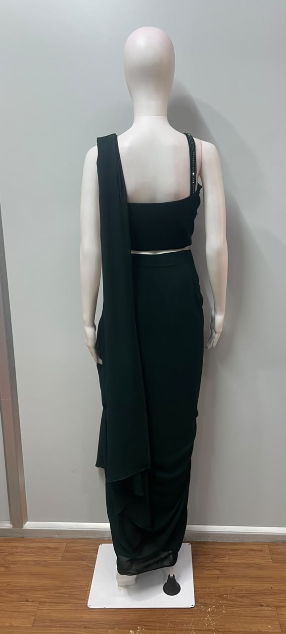 Emerald Corset Draped Saree Set