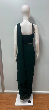 Emerald Corset Draped Saree Set