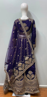 Midnight Royal Purple Embroidered Bridal Lehenga Set