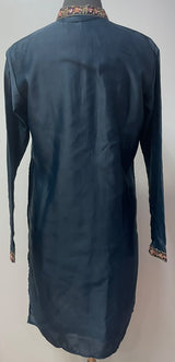 Midnight Teal Floral Chain Detail Kurta